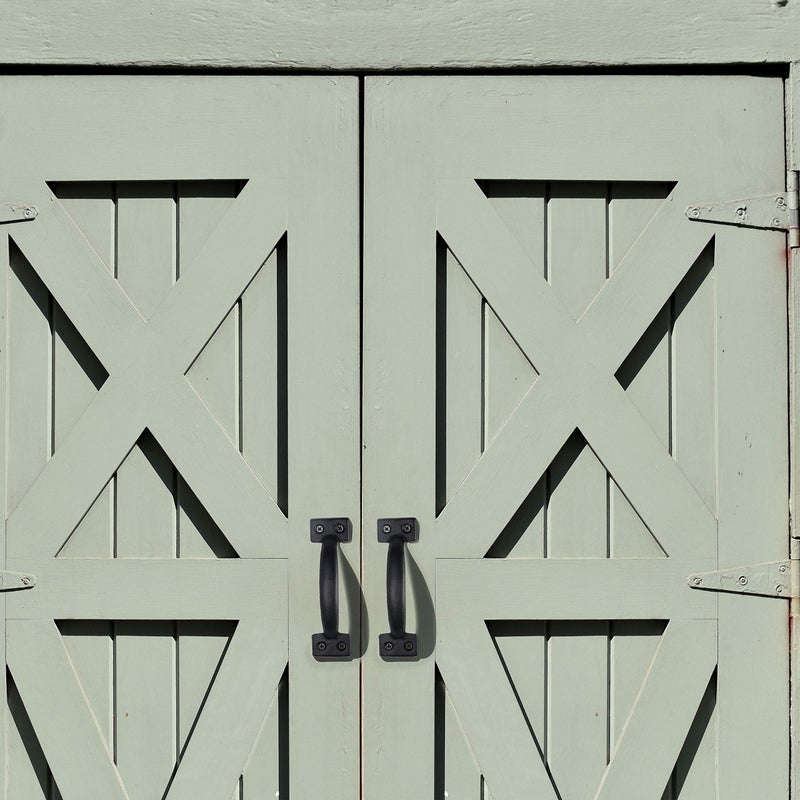 WEBI Rustic Gate Handle:Cast Iron Sliding Barn Door Handle,Vintage Gate Pull Handle Fence Cabinet Handles for Outdoor,Garage,Interior,Black,4 Packs - Image 4